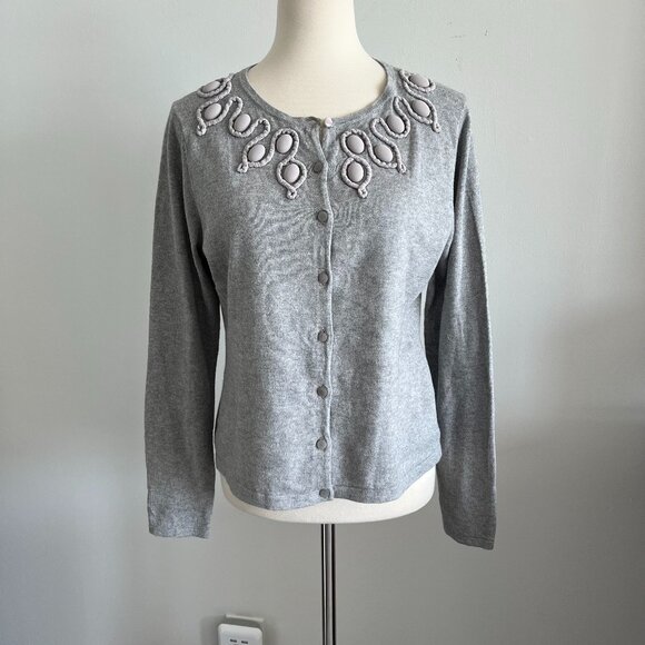 Garnet Hill Cardigan size medium 5% Cashmere 95% cotton - Picture 1 of 7